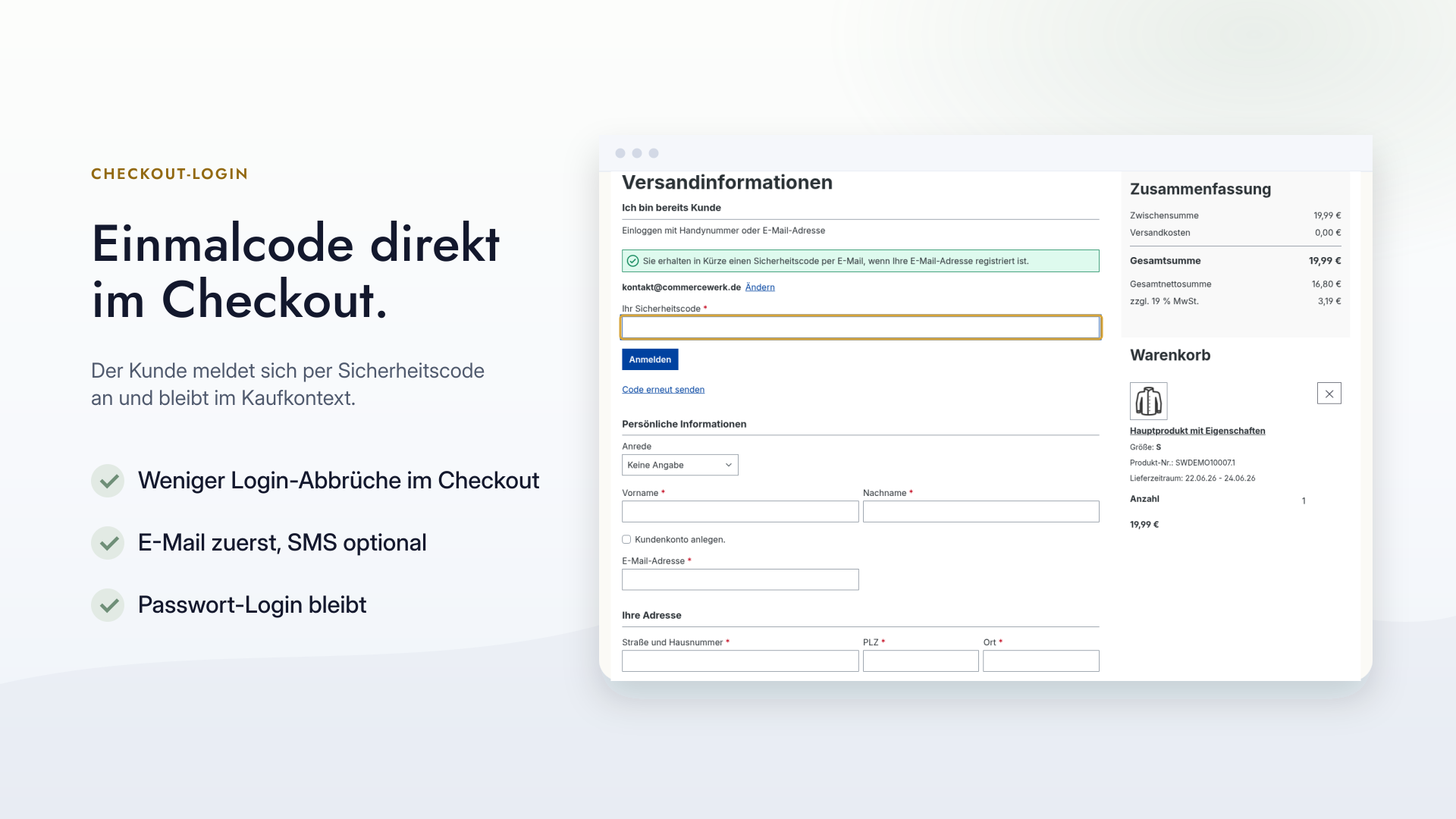 Einmalcode direkt im Shopware-Checkout